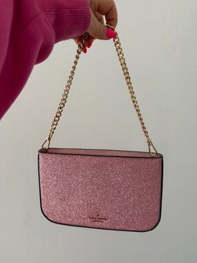 Kate Spade Pink Glitter Gold Chain Small Bag